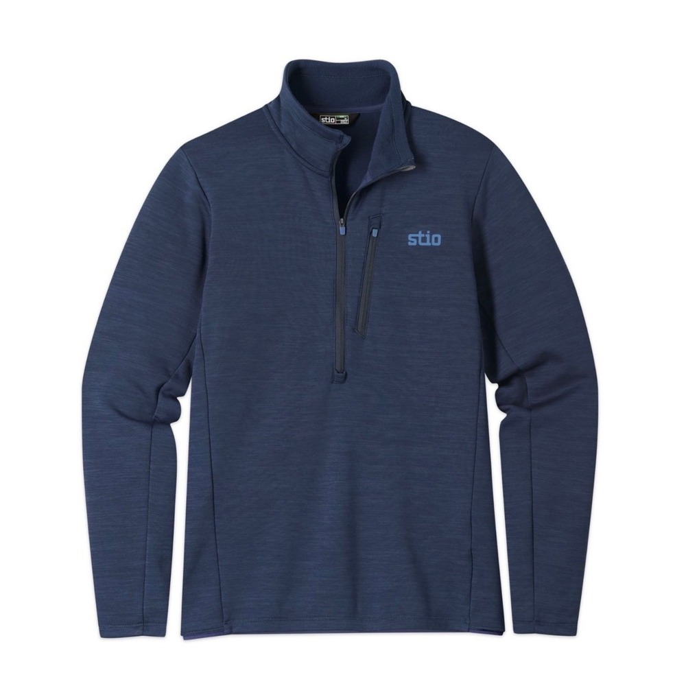 Stio Mens Glide Power Stretch Half Zip Fleece Snowboard pullover Blue XL NEW